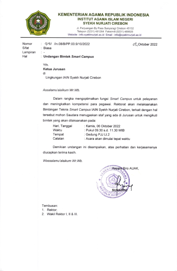 UNDANGAN BIMTEK SMART CAMPUS