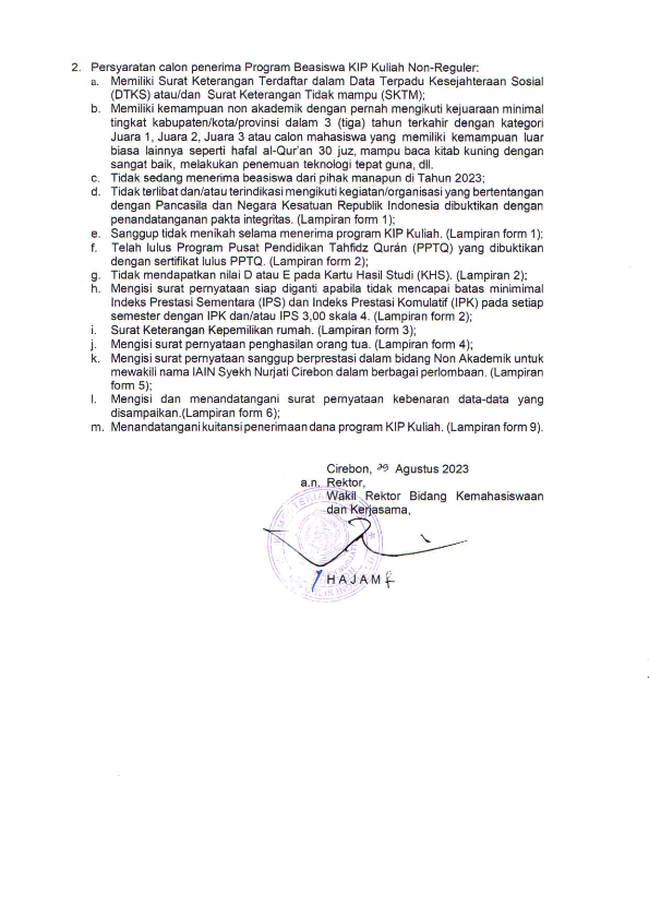 PERPANJANGAN PENDAFTARAN PROGRAM BEASISWA KIP KULIAH REPLACEMENT ON GOING 2020 (SEMESTER 7) TAHUN 2023