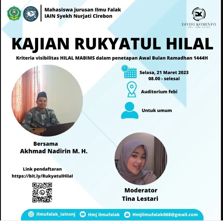 UNDANGAN KAJIAN RUKYATUL HILAL (Kriteria Visibilitas Hilal MABIMS dalam Penetapan Awal Bulan Ramadhan 1444H)