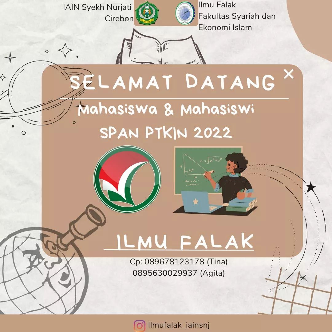 SELAMAT DATANG MAHASISWA BARU PRODI ILMU FALAK JALUR SPAN PTKIN 2022