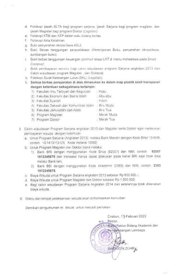 PENGUMUMAN PENDAFTARAN WISUDA XXVI SEMESTER GENAP TAHUN AKADEMIK 2022/2023