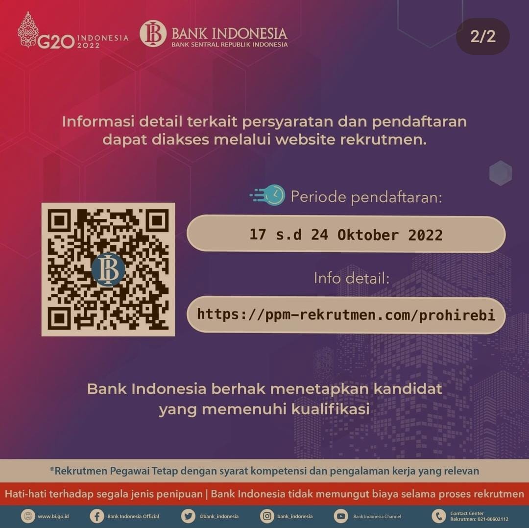 LOWONGAN KERJA BANK INDONESIA