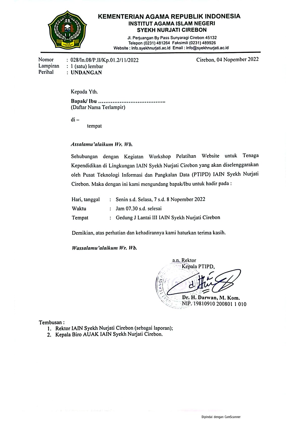 UNDANGAN WORKSHOP PELATIHAN WEBSITE UNTUK TENAGA KEPENDIDIKAN TAHUN 2022