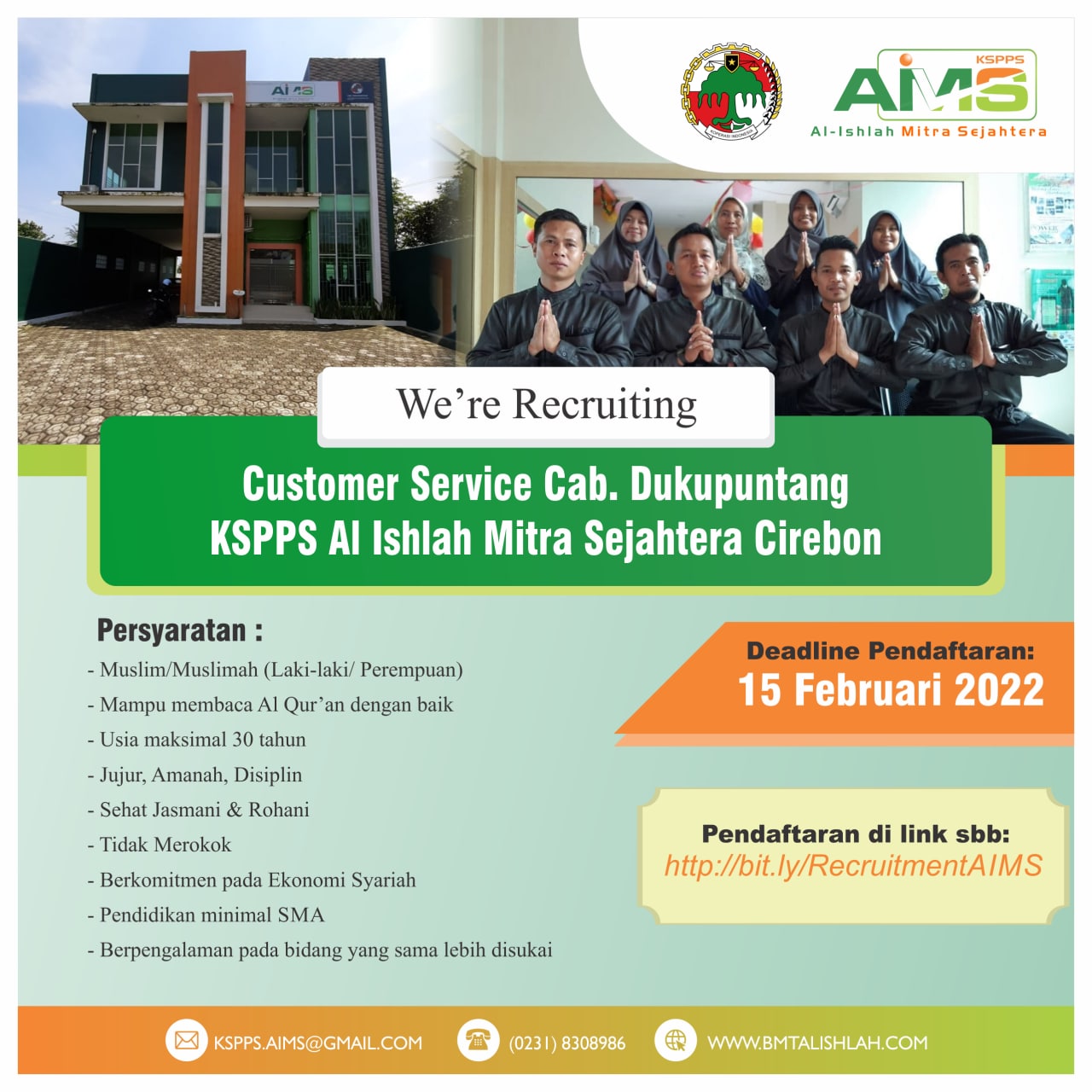 LOWONGAN KERJA BMT KSPPS AL ISHLAH MITRA SEJAHTERA CIREBON