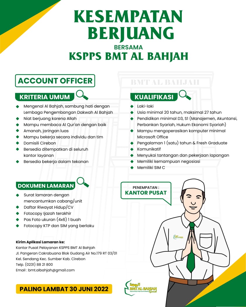 LOWONGAN KERJA BMT AL BAHJAH CIREBON