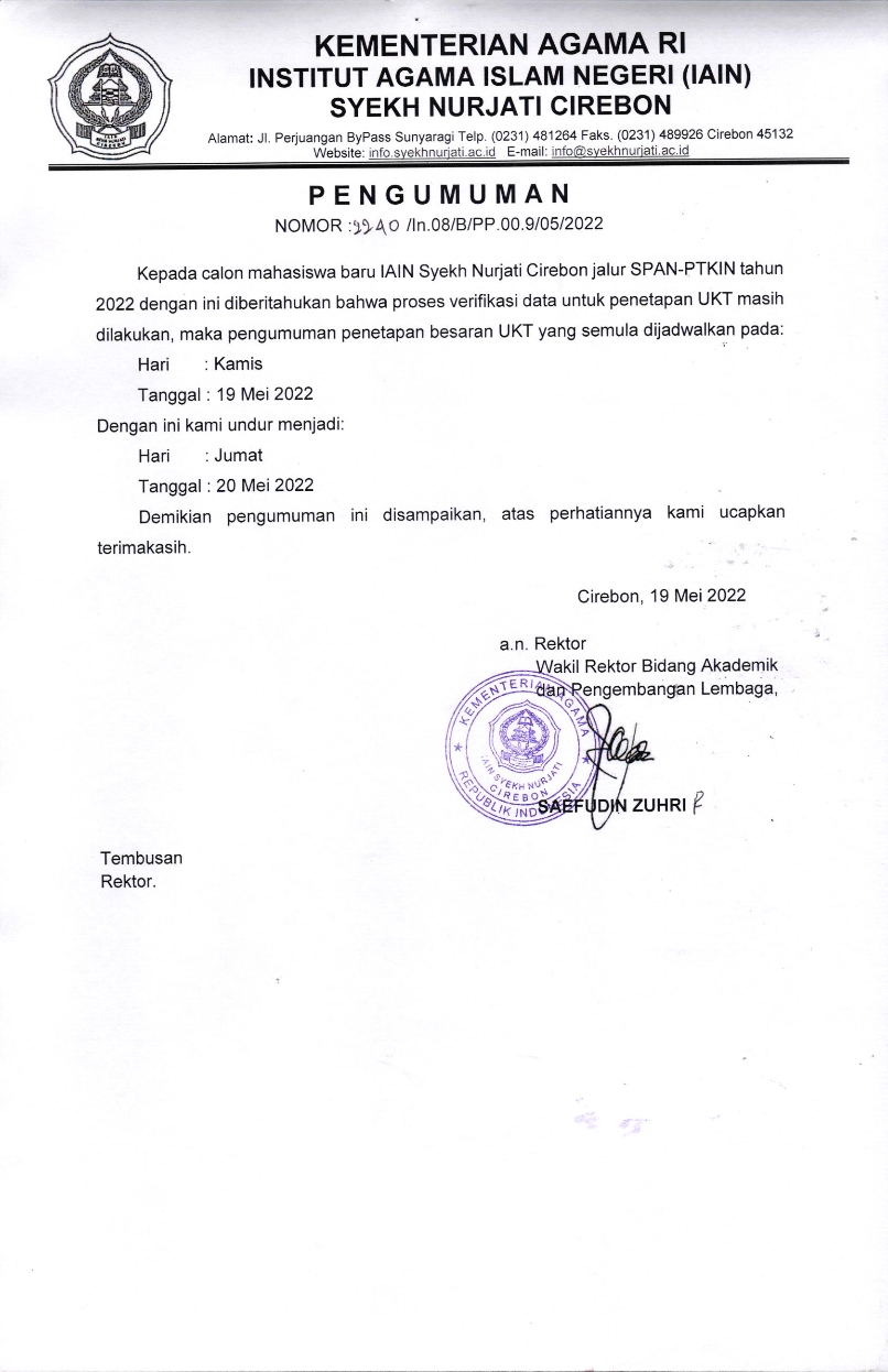 Pengumuman Perpanjangan Verifikasi Data Penetapan UKT