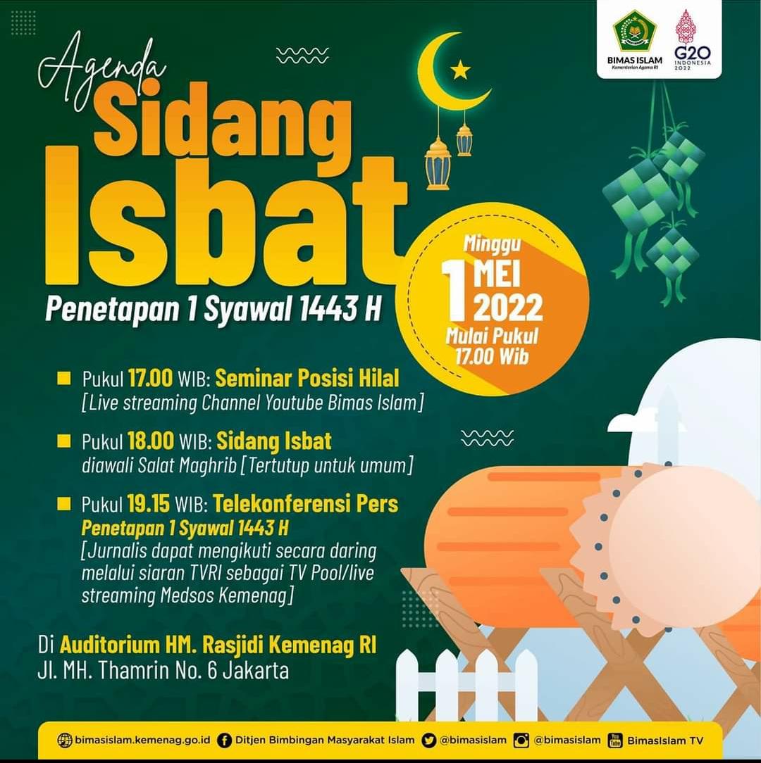AGENDA SIDANG ISBAT PENETAPAN 1 SYAWAL 1443 H