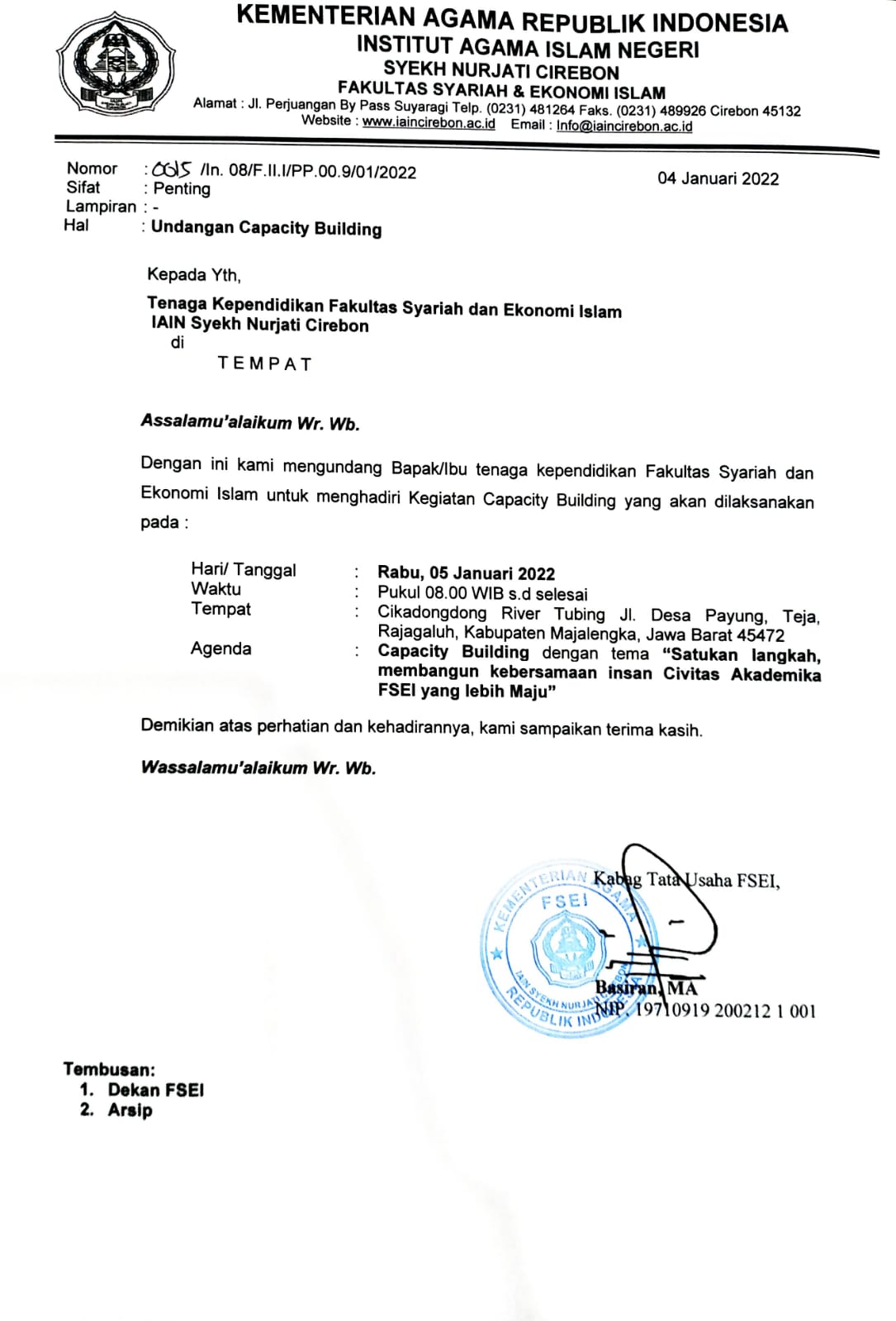 UNDANGAN CAPACITY BUILDING TENAGA KEPENDIDIKAN FSEI