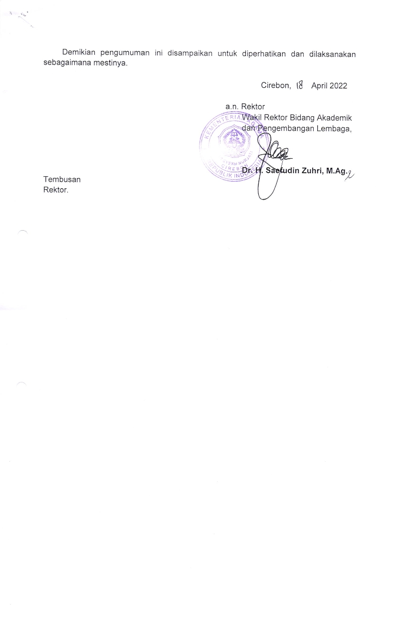 Pengumuman Registrasi Ulang Mahasiswa Baru Jalur SPAN PTKIN Tahun 2022