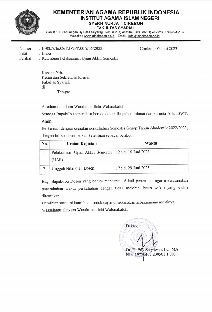 KETENTUAN PELAKSANAAN UJIAN AKHIR SEMESTER GENAP TAHUN AKADEMIK 2022/2023